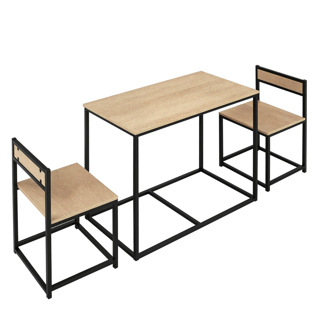 HOMCOM Esstisch-Set mit 2 Stühlen, Kompaktes Set aus Tisch und Stühlen für Esszimmer, Wohnzimmer, Küche, mit Metallrahmen