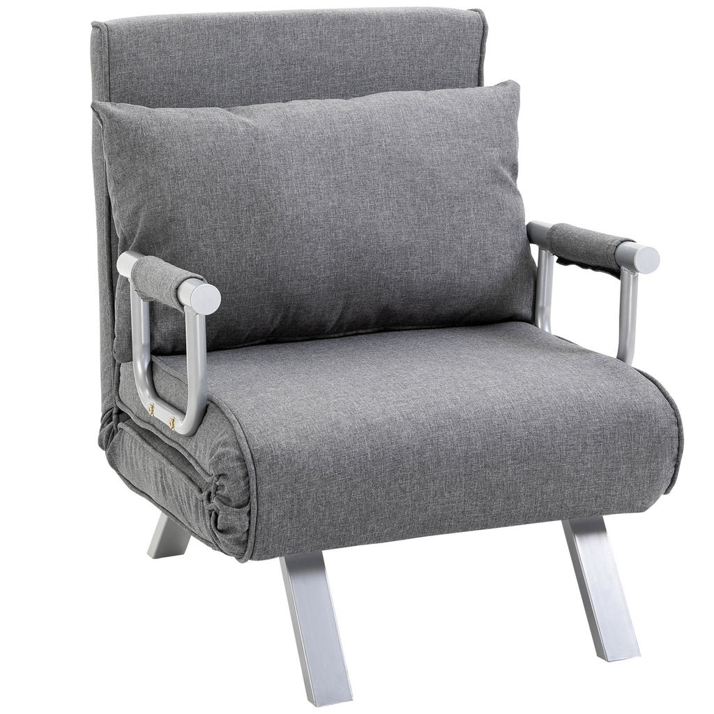HOMCOM Relaxsessel Liegesessel Sessel, Liegefunktion, Gästebett, 65 cm x 69 cm x 80 cm, Grau