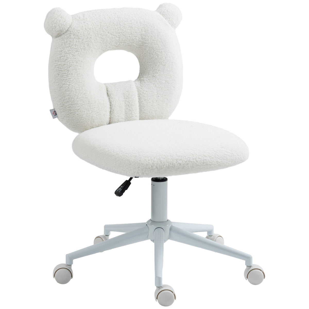 HOMCOM Bürostuhl Schreibtischstuhl, höhenverstellbar, Teddyfell, 50 cm x 56 cm x 90 cm, Weiß