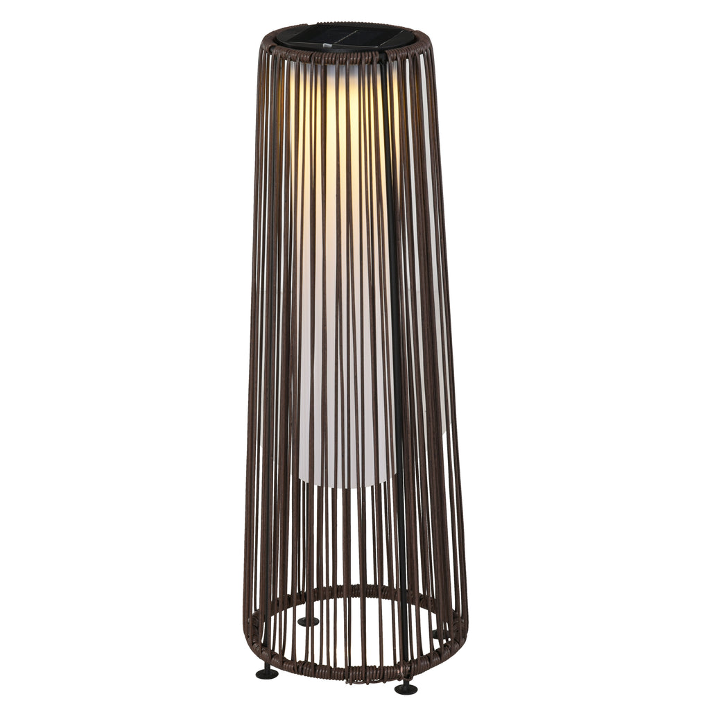Outsunny Gartenleuchte, Außenlampe, solarbetrieben, 8 Stunden Betrieb, Automatikmodus, Rattanoptik, 21,5 x 21,5 x 61 cm