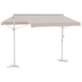 Outsunny Standmarkise Gartenmarkise Markise mit Faltarm Kurbel Terrasse Creme 3x3m