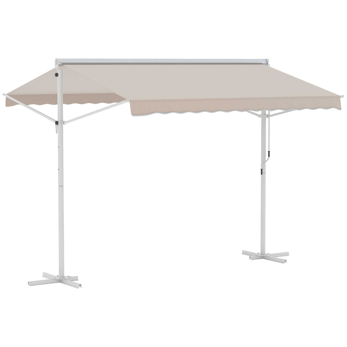 Outsunny Standmarkise Gartenmarkise Markise mit Faltarm Kurbel Terrasse Creme 3x3m
