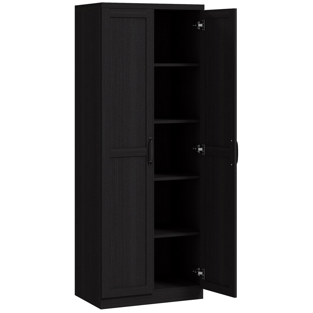 HOMCOM Buffet Küche, Küchenmöbel Aufbewahrung mit Doppeltür und 2 verstellbaren Regalen, 60 x 40 x 160 cm, Schwarz
