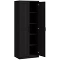 HOMCOM Buffet Küche, Küchenmöbel Aufbewahrung mit Doppeltür und 2 verstellbaren Regalen, 60 x 40 x 160 cm, Schwarz