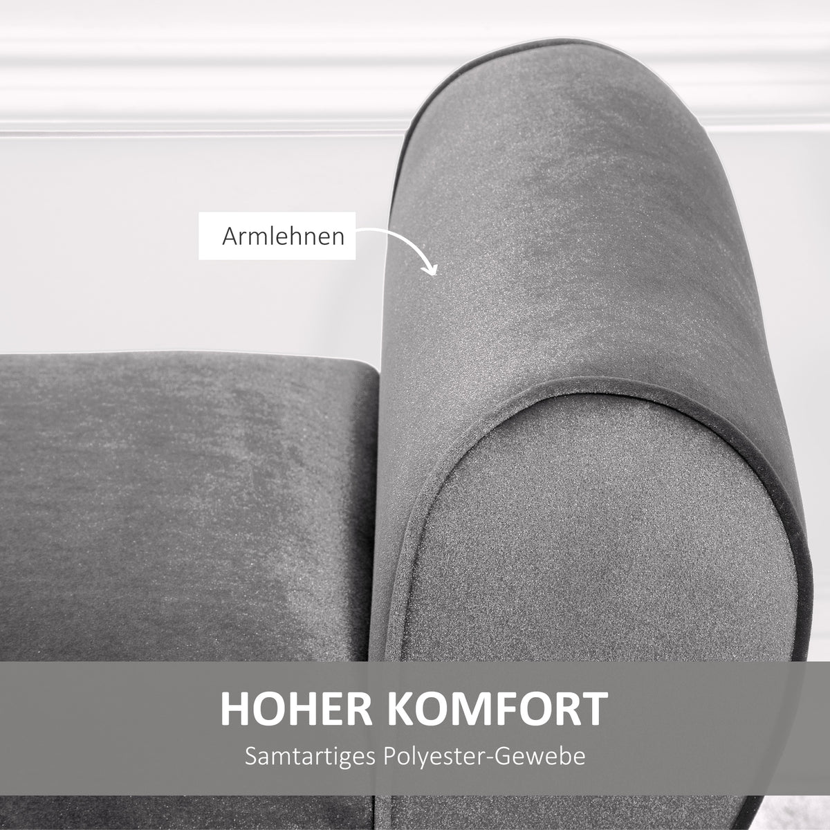 HOMCOM Polsterbank mit Stauraum und Armlehnen, Truhenbank für Flur, Schlafzimmer, Wohnzimmer, 118 x 42 x 66 cm, Dunkelgrau
