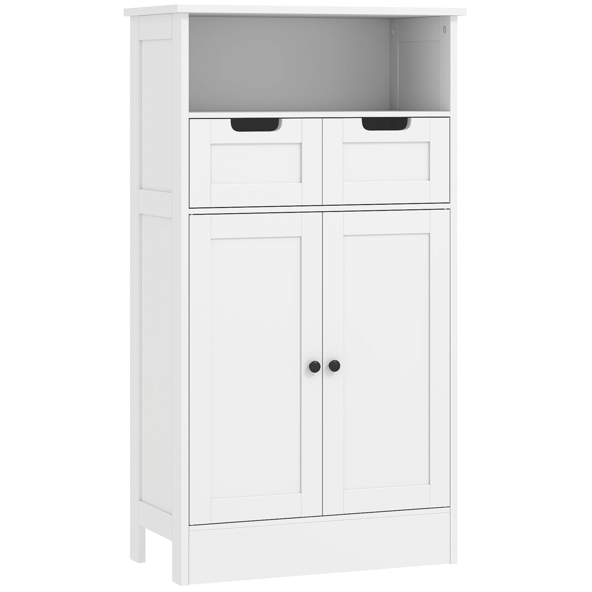 kleankin Badezimmerschrank mit 2 Schubladen, Tür, 60 x 30 x 109 cm, Weiß