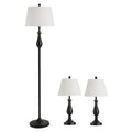 HOMCOM 3er-Lampenset 2 Tischlampe(ø30 x 62H cm) + 1 Stehlampe(ø38 x 158H cm)  Vintage, Schwarz+Weiß, Metall, PS, Polyester, Baumwolle E27 Lampensockel