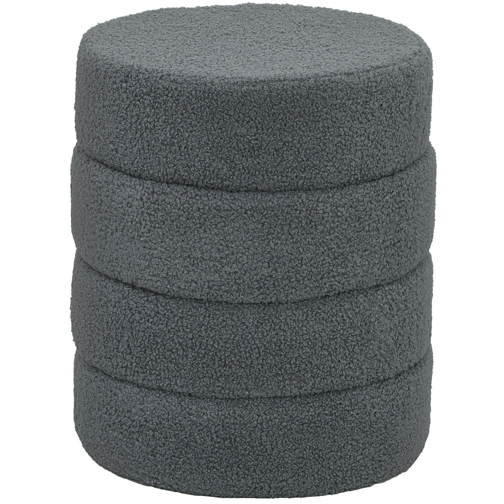 HOMCOM Hocker, rund, Teddyfleece, Metallgestell, bis 120kg, Φ40x45H cm, Dunkelgrau