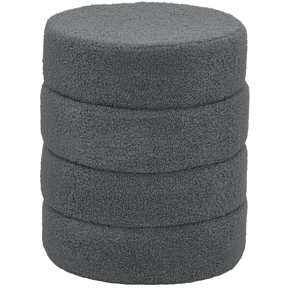 HOMCOM Hocker, rund, Teddyfleece, Metallgestell, bis 120kg, Φ40x45H cm, Dunkelgrau