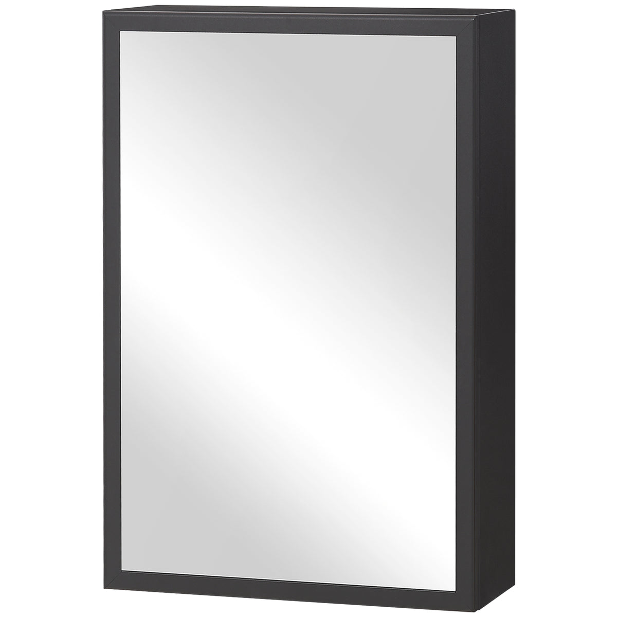kleankin Spiegelschrank, 3 Regalfächer, weiche Scharniere, Stahlgehäuse, schwarz, 40 x 15 x 60 cm