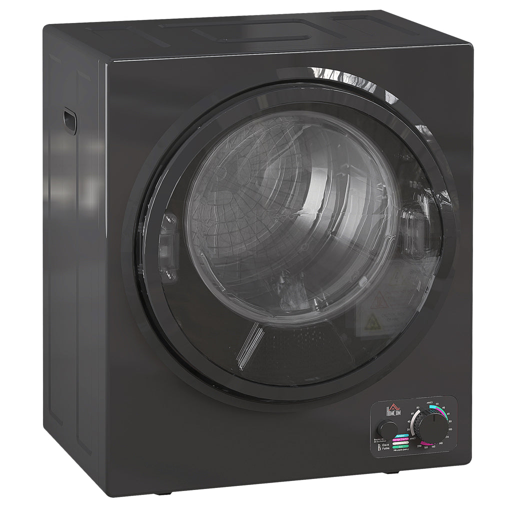 HOMCOM Tragbarer elektrischer Wäschetrockner 850W, Kapazität 33L, 4 Betriebsmodi, Edelstahl, 49 x 40,5 x 60 cm, Schwarz