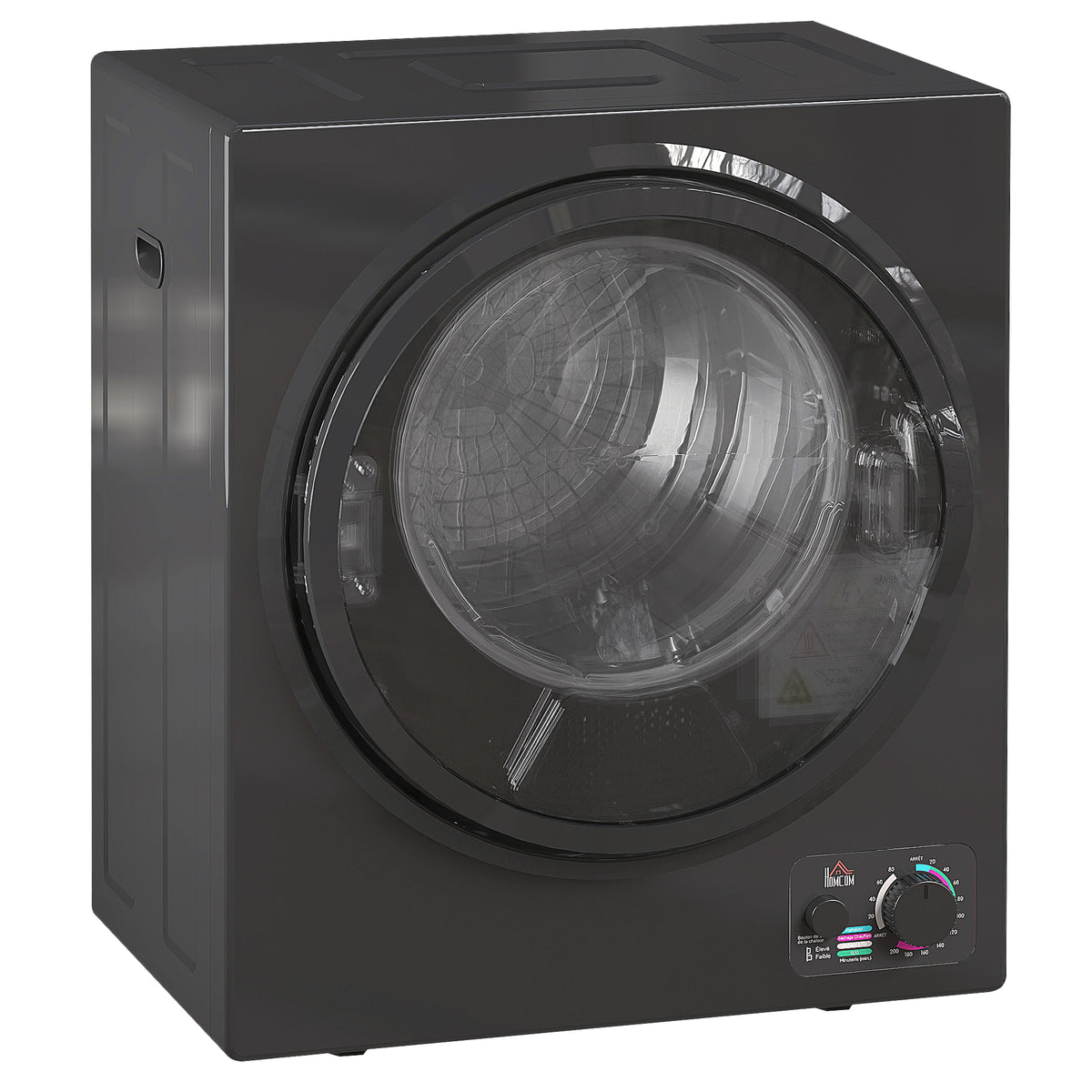 HOMCOM Tragbarer elektrischer Wäschetrockner 850W, Kapazität 33L, 4 Betriebsmodi, Edelstahl, 49 x 40,5 x 60 cm, Schwarz