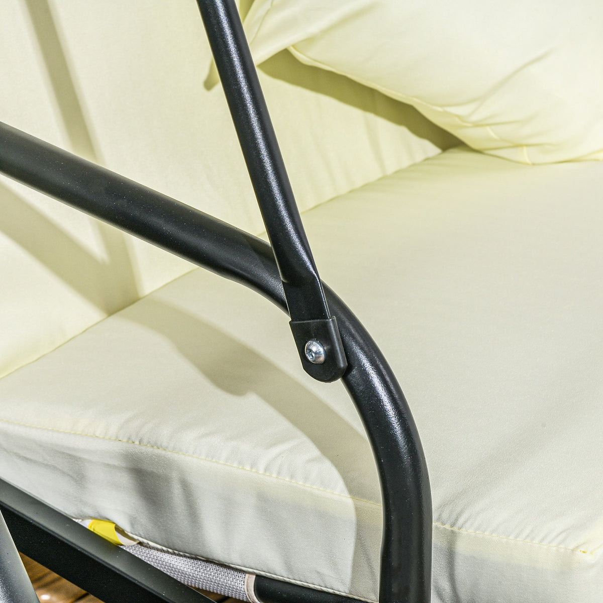 Outsunny Hollywoodschaukel, Schaukelbank mit Liege-Funktion, 3 Sitzer, Metall+Polyester, 200 x 125 x 170 cm, Weiß