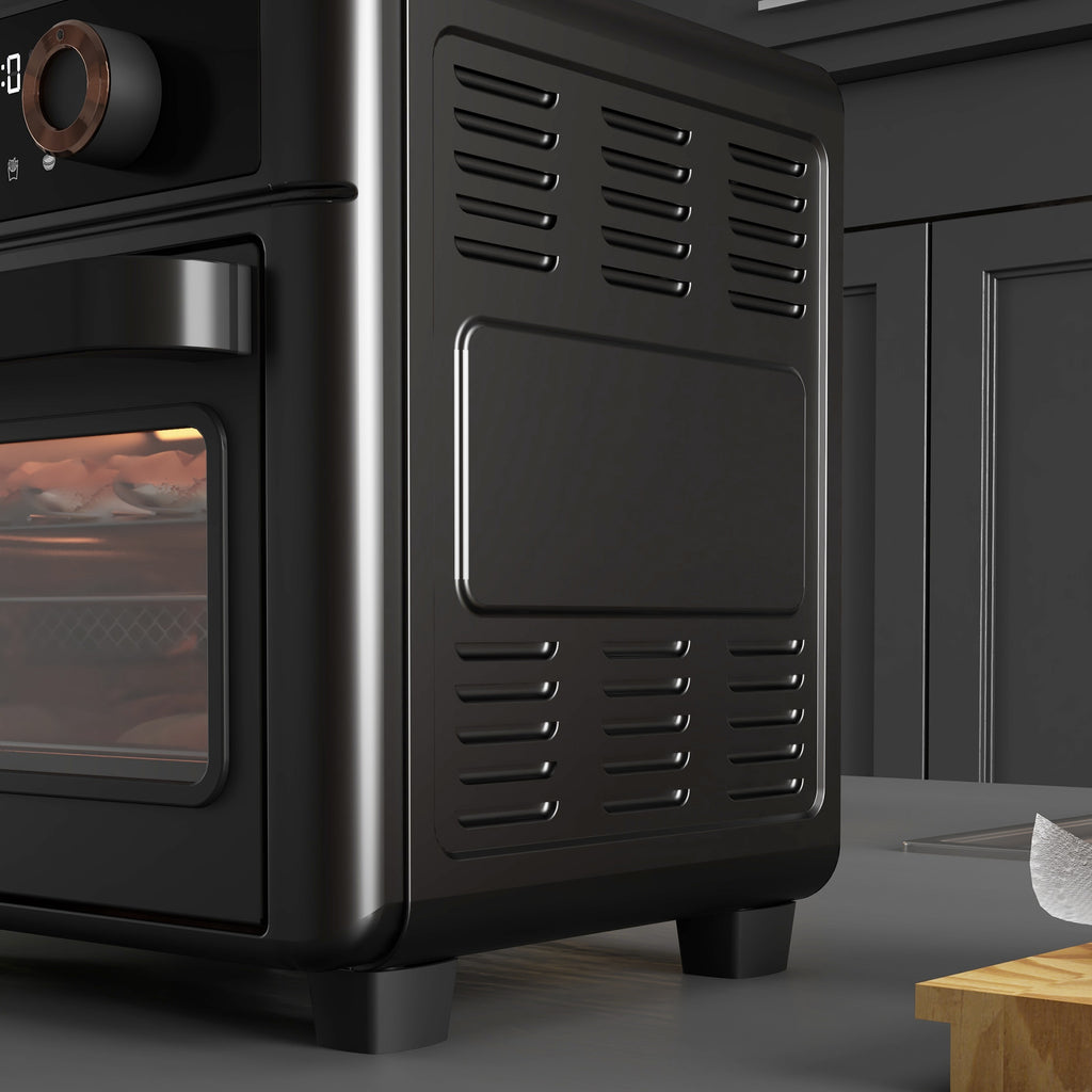 HOMCOM Minibackofen, Heißluftfritteuse, 40-220° C, 12 Programme, Zubehör, Schwarz