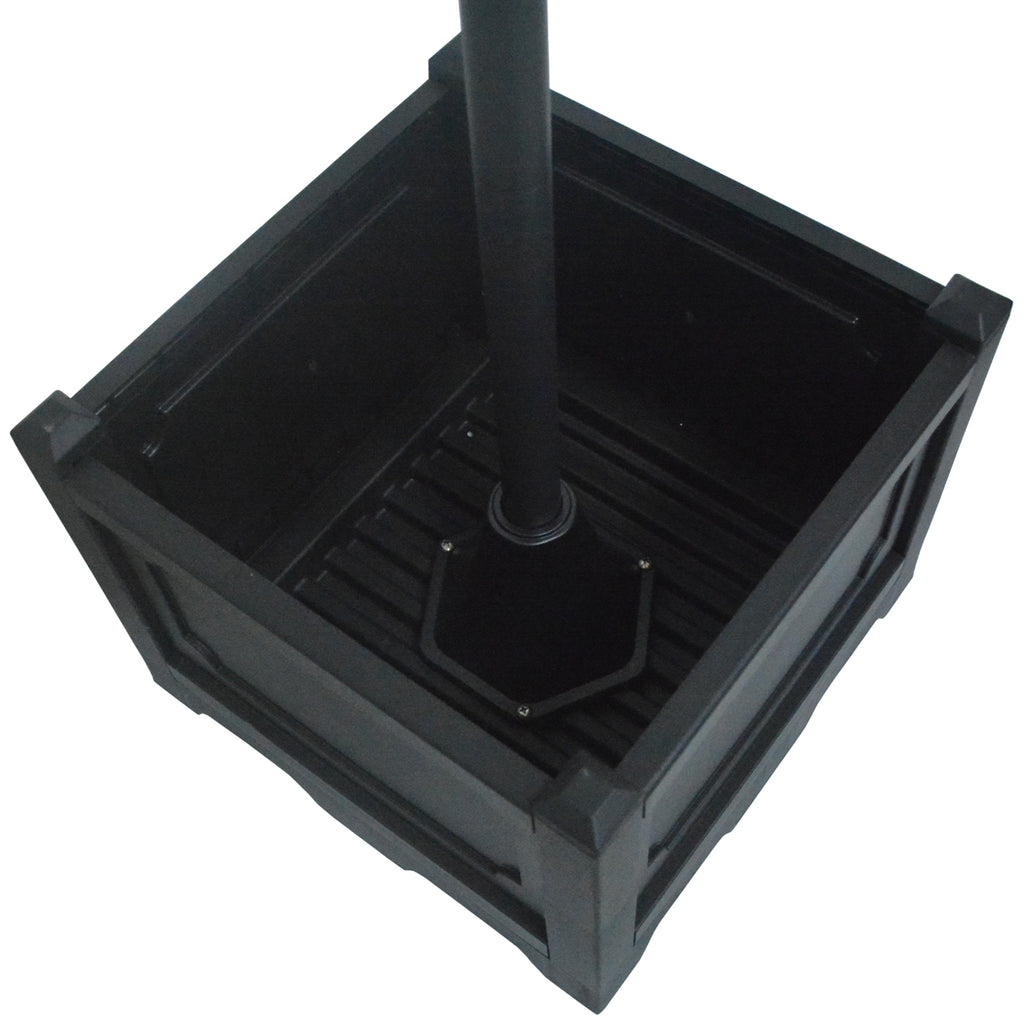 Outsunny Solar Laterne Stehleuchte aus Metall, Gartenlaterne mit Lichtsteuerung, 189 cm hoch, Windlicht Außenleuchte, Wasserdicht IP44 mit Blumentopf-Basis für Garten Balkon Deko Schwarz