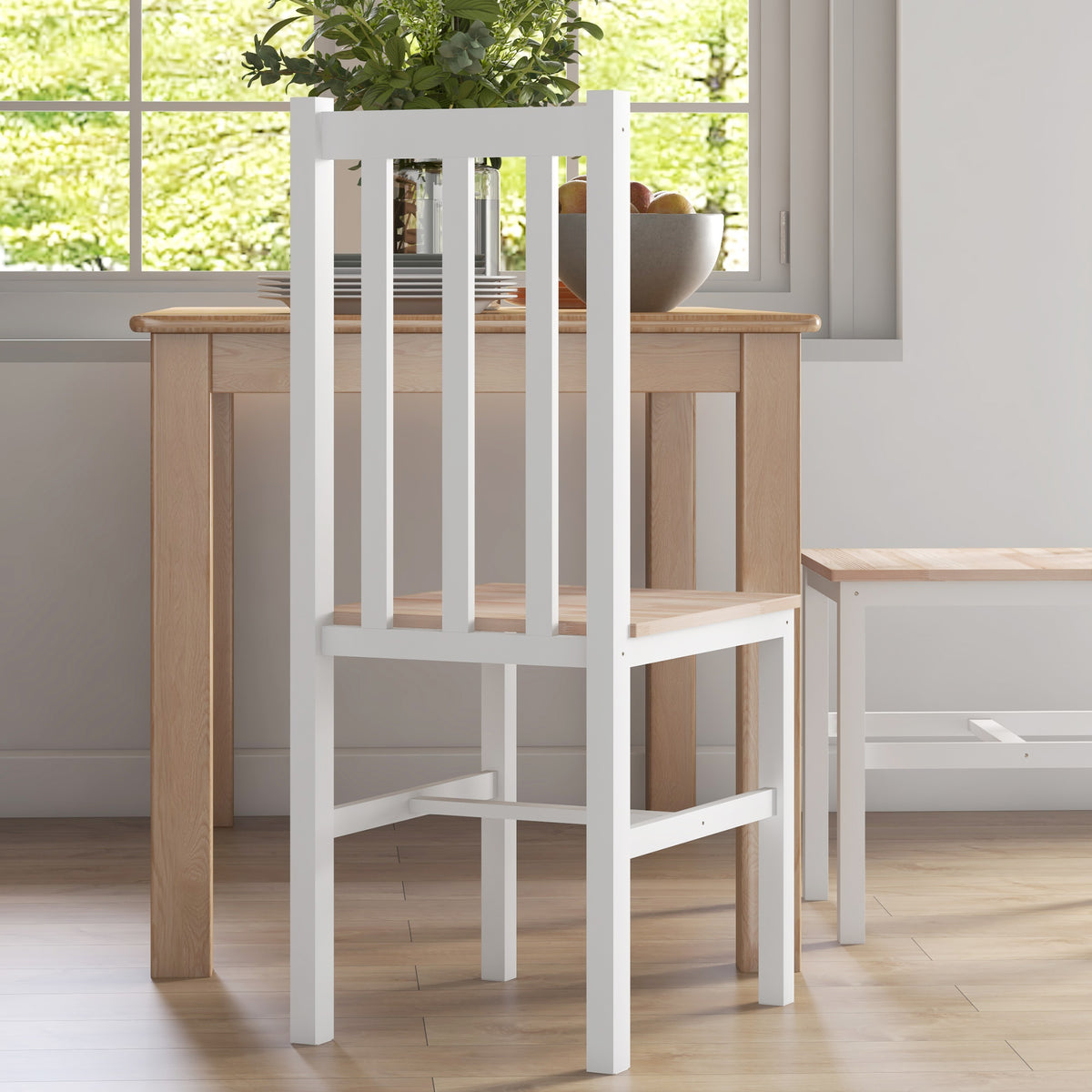 HOMCOM 4er-Set Küchenstühle Esszimmerstühle Stühle, Massivholz, modernes Design, 38, 5 cm x 47,5 cm x 99 cm, Natur