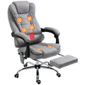 Vinsetto Bürostuhl mit Massagefunktion, Ergonomischer Schreibtischstuhl mit Liege- & Wärmefunktion, Fernbedienung, Grau