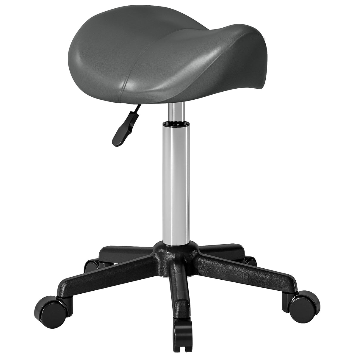 HOMCOM Rollhocker, Arbeitsstuhl mit Höhenverstellung 45-57 cm und ergonomischem Sattel, 48x47x45-57cm, Grau