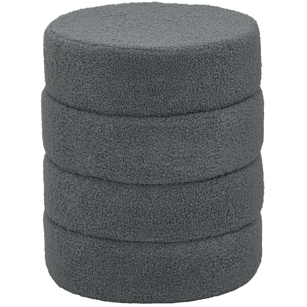 HOMCOM Hocker, rund, Teddyfleece, Metallgestell, bis 120kg, Φ40x45H cm, Dunkelgrau