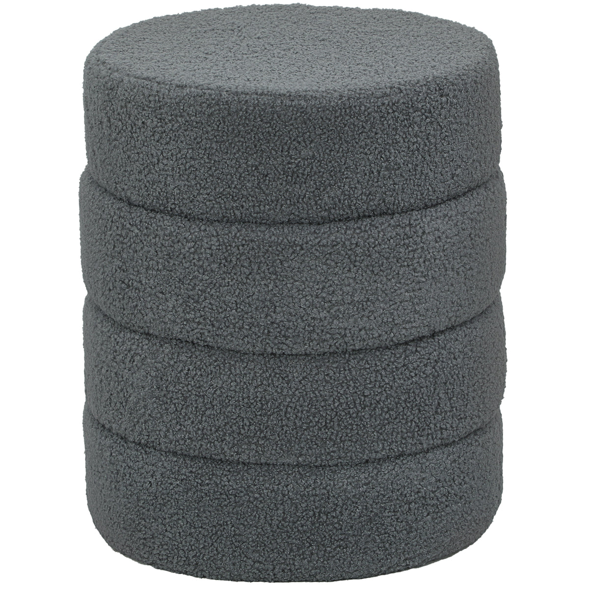 HOMCOM Hocker, rund, Teddyfleece, Metallgestell, bis 120kg, Φ40x45H cm, Dunkelgrau