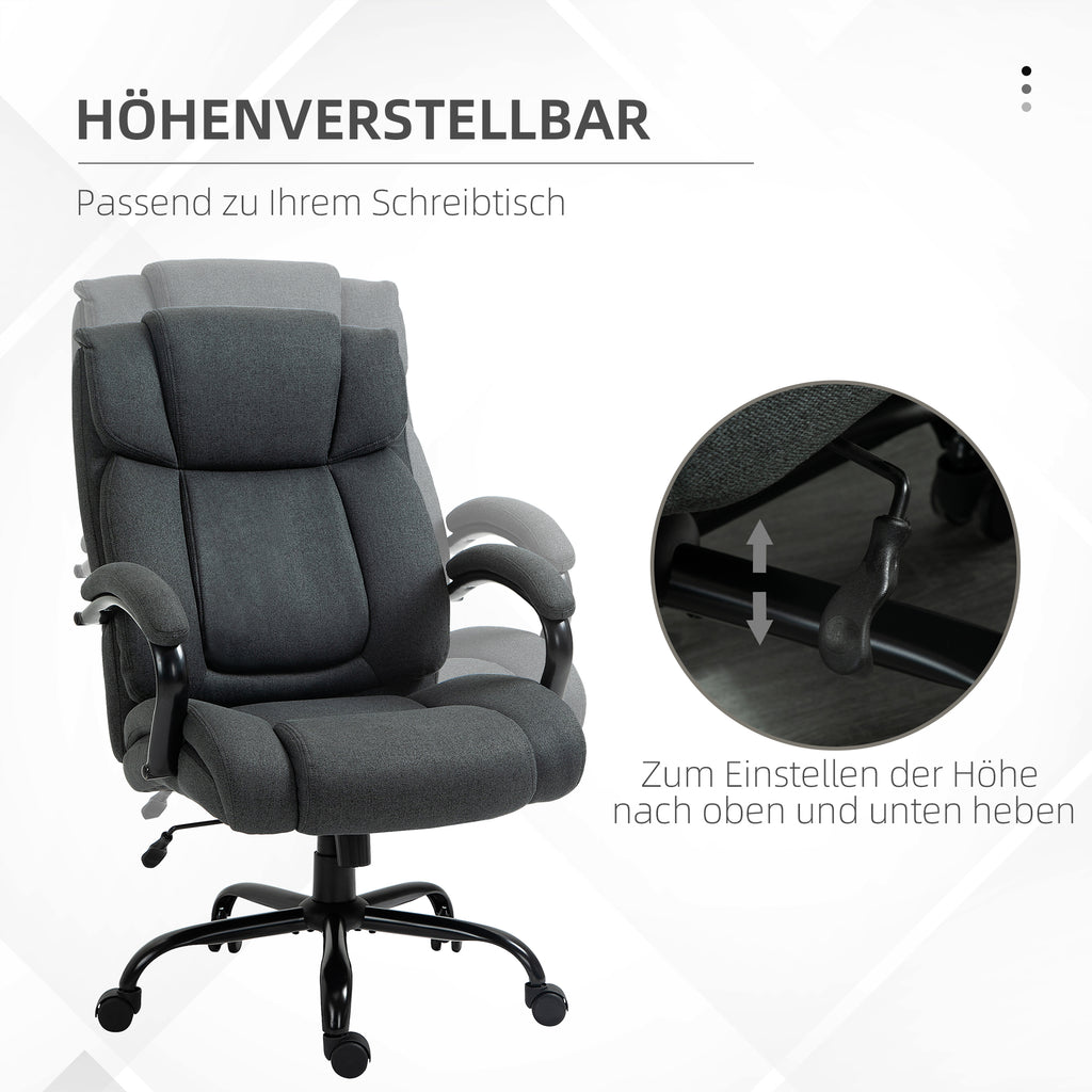 Vinsetto Bürostuhl, Ergonomischer Schreibtischstuhl, Drehstuhl mit gepolsterter Armlehne, bis 220 kg belastbar, Grau