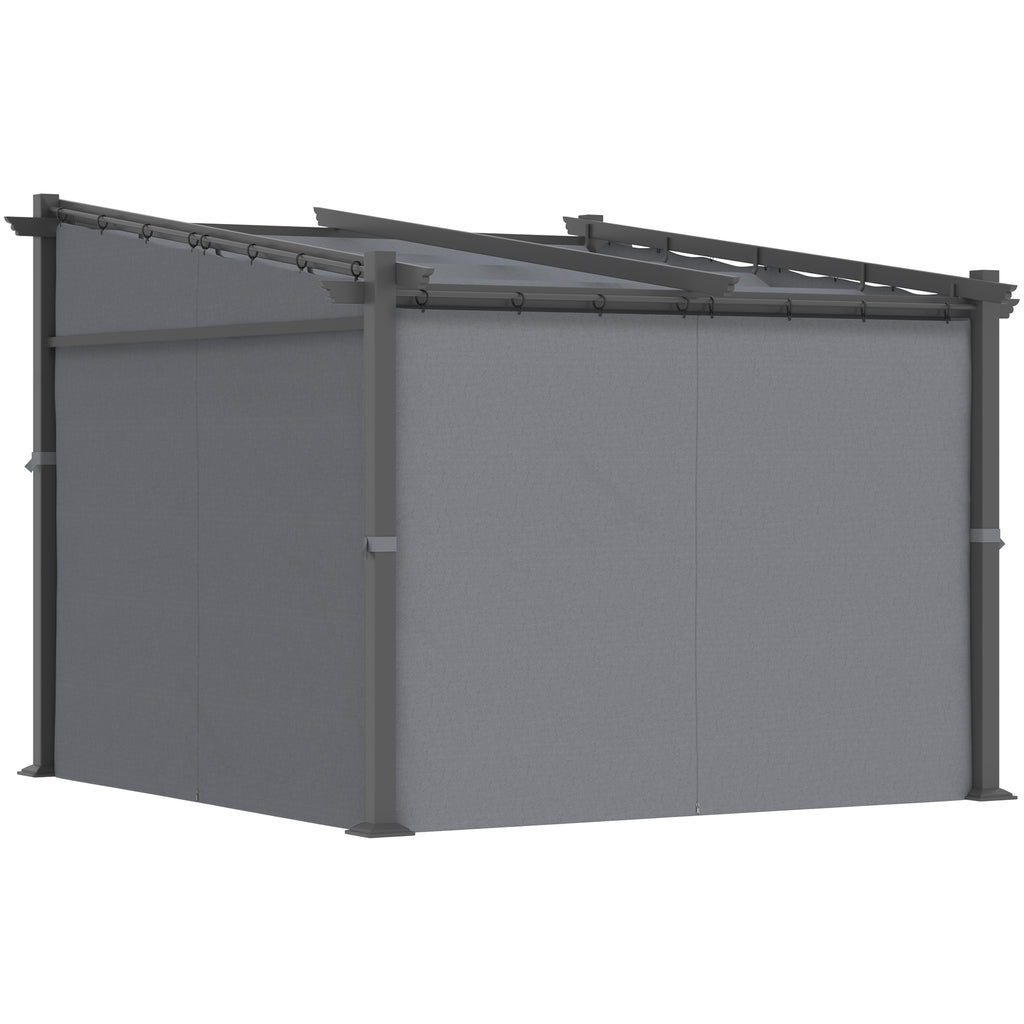 Outsunny Pergola, inklusive Befestigungsmaterial, ausziehbares Dach, 2.,97 m x 2,95 m x 2,3 m, Dunkelgrau
