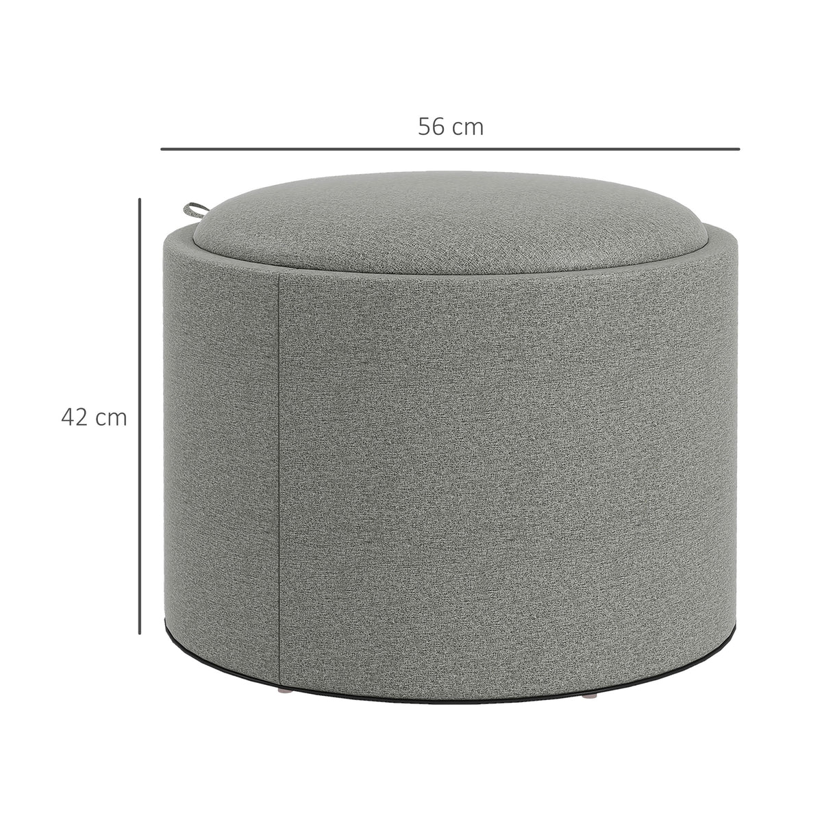 HOMCOM Hocker Polsterhocker, Leinen, versteckter Stauraum, umkehrbarer Deckel, 5 6cm x 56 cm x 42 cm, Grau + Natur