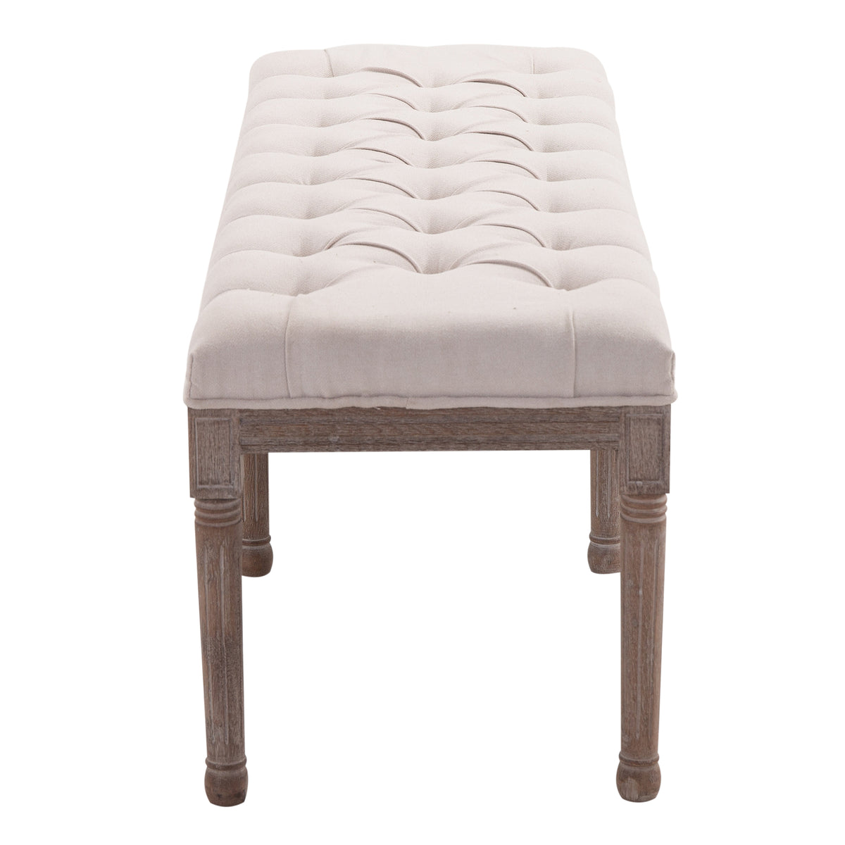 HOMCOM Polsterbank Sitzbank Lounge Sitzhocker Vintage Retro mit Knöpfen Leinen + Holz beige 142 x 47 x 51 cm