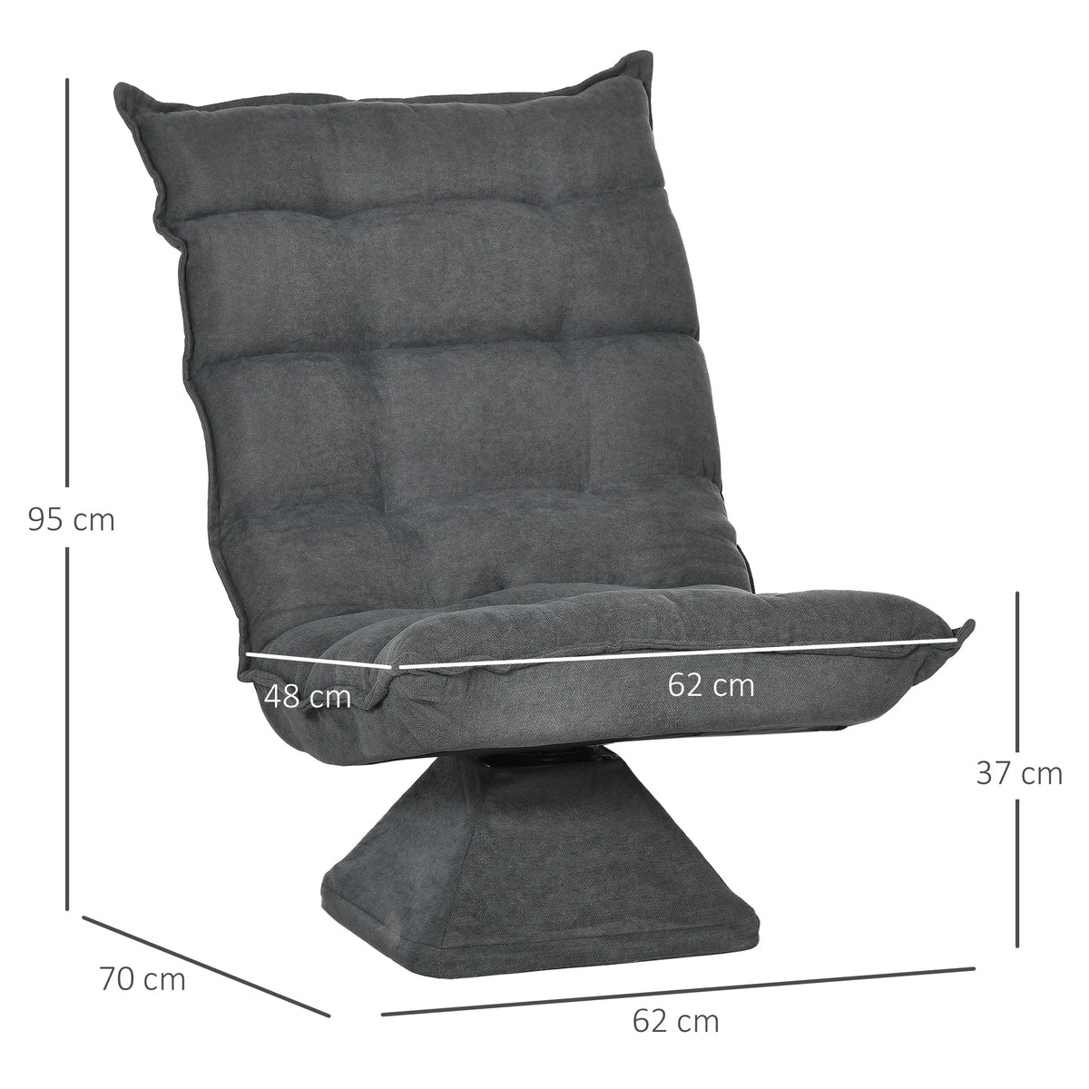 HOMCOM Relaxsessel Lesesessel, drehbar, Leinenoptik, 62 cm x 70 cm x 95 cm, Grau