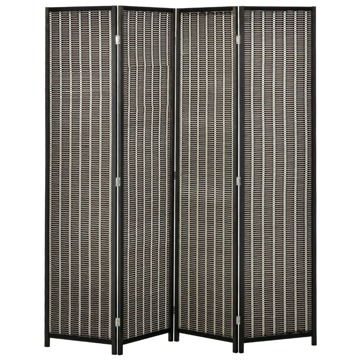 HOMCOM Raumteiler, faltbar, Kiefernholz/Bambus, 180 x 180 cm, Braun/Schwarz