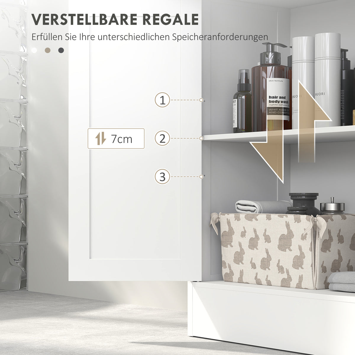 kleankin Badezimmerschrank mit 2 Schubladen, Tür, 60 x 30 x 109 cm, Weiß