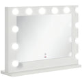 HOMCOM Hollywood Spiegel mit Beleuchtung, Touch-Steuerung, Memory-Funktion, 12 dimmbare LED-Lampen, weiß, 80 x 60 cm