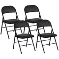 HOMCOM 4er-Set Klappstühle, Tragbare Bürostühle, Metallbeine, Faltstuhl für Büro, Empfang, Wartezimmer, Kunstleder, Schwarz