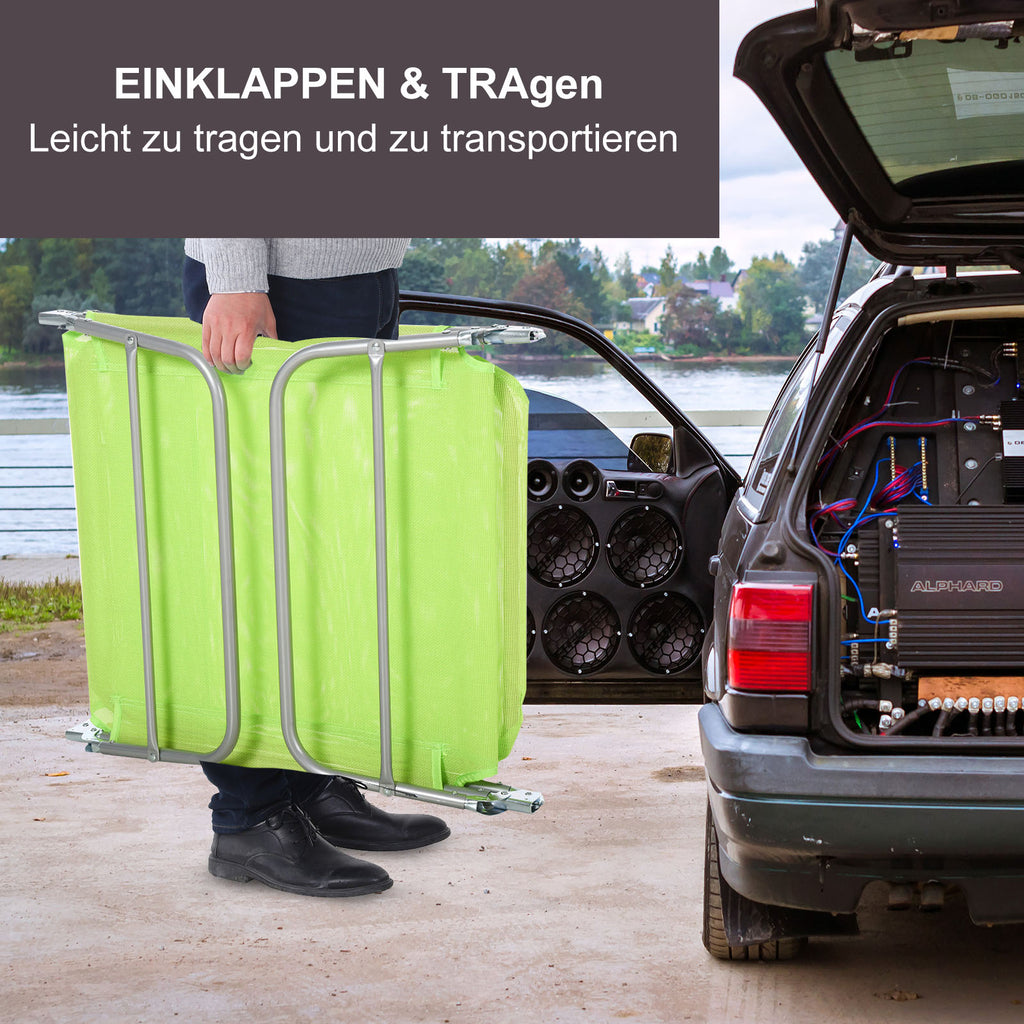 Outsunny Sonnenliege klappbar Gartenliege mit Kopfkissen Liegestuhl verstellbar mit 5-Fach Campingliege bis 120kg belastbar für Garten, Balkon und Pool geeignet, 4 Farben(Grün)