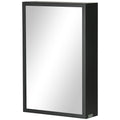 kleankin Spiegelschrank, Badschrank, 3 Regalfächer, Edelstahl, 40x12x60cm, Schwarz