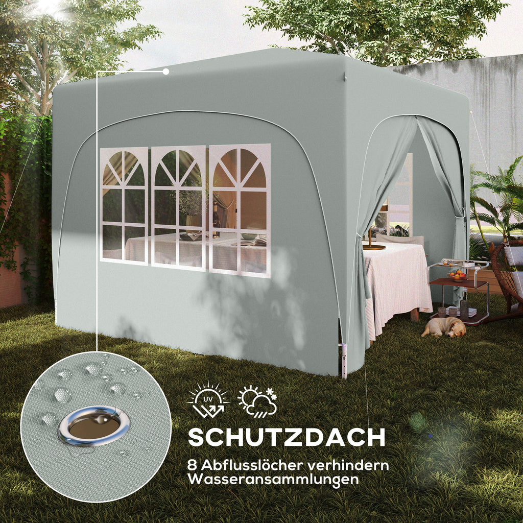 Outsunny 3 x 3 m Pavillon, Pop-up Gartenzelt mit Seitenwänden und Tragetasche, UPF50+, höhenverstellbar, Sand
