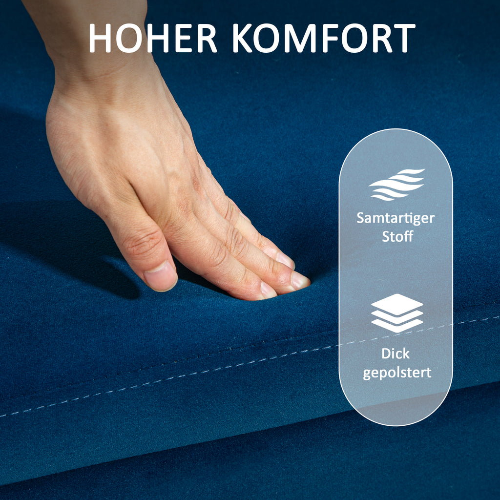 HOMCOM Sitzbank, Polsterbank mit Stauraum, Metall, Kautschukholz, Schaumstoff, 100 x 40 x 42 cm, Dunkelblau