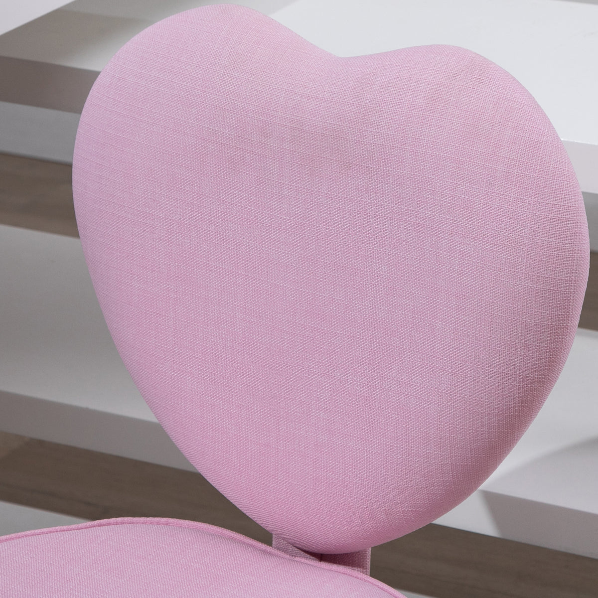 HOMCOM Drehstuhl, niedliches Herz-Design, höhenverstellbar, Stoffbezug in Leinenoptik, rosa, 40 x 50 x 79-89 cm