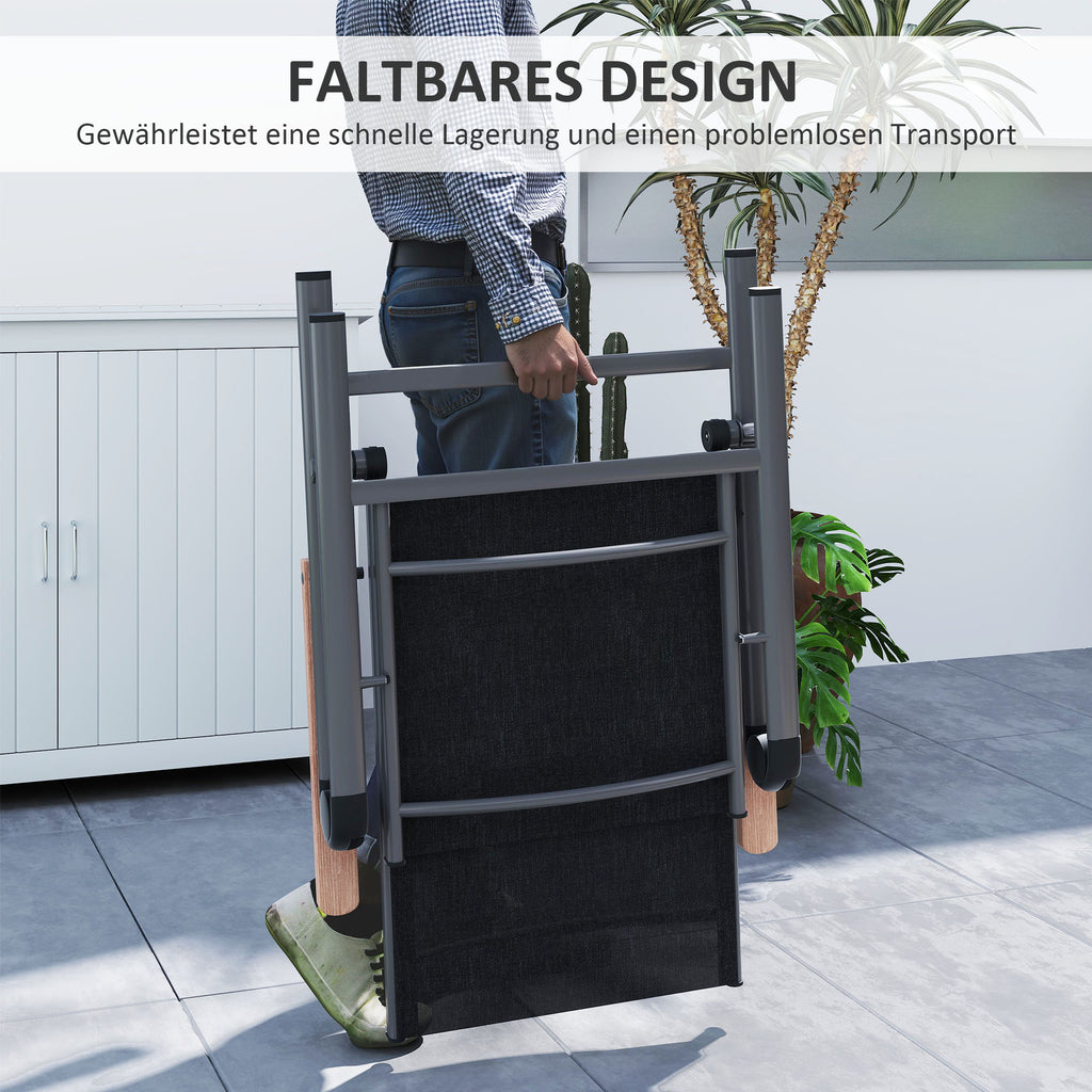 Outsunny Gartenstuhl aus Stahl Klappstuhl mit Armlehnen klappbar Balkonstuhl 120kg Belastbar 60 x 73 x 108cm Schwarz