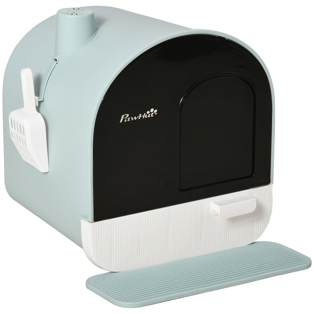 PawHut Katzentoilette Katzenklo mit Deckel Streuschaufel Streufangmatte Grün 43 x 44 x 47cm