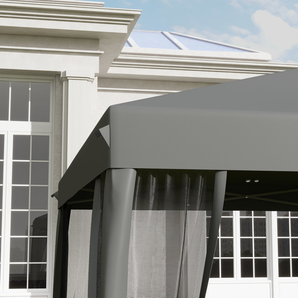 Outsunny Faltpavillon, Faltzelt mit Seitenwänden inkl. Tragetasche, Gartenpavillon, Metall, Oxfordstoff, 3 x 3 m, Hellgrau