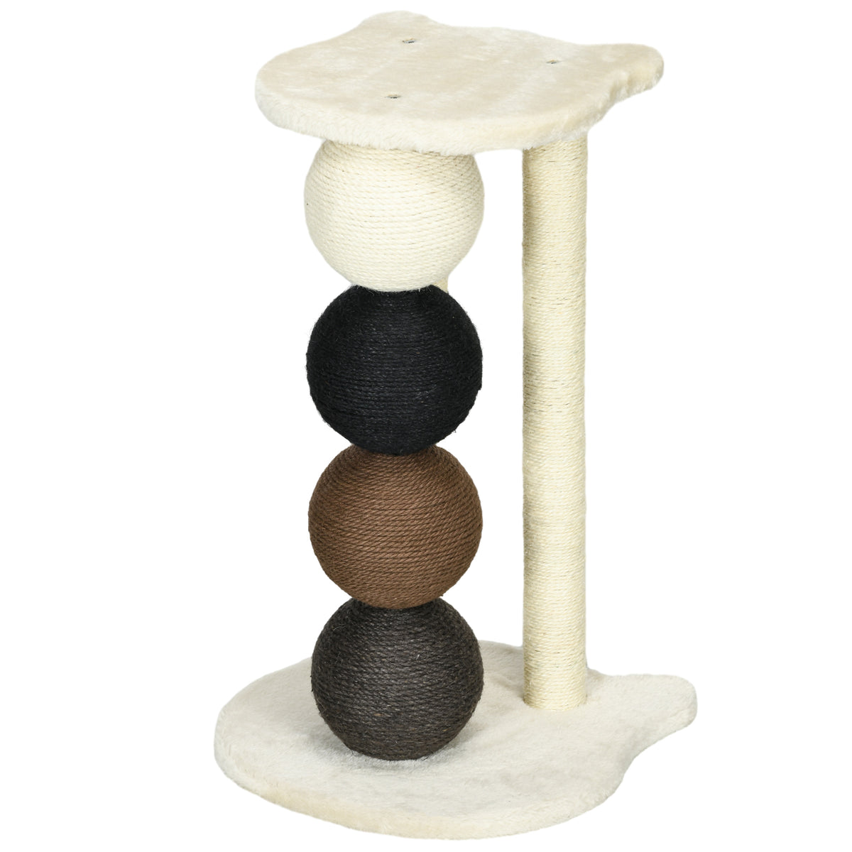 PawHut Kratzsäule für Katzen, Katzenkratzbaum Kratzbaum mit Plattform, Kratzstamm mit 2 Sisalpfosten und 4 Sisalbällen, Katzenkratzer Spielzeug, 38 x 38 x 64 cm