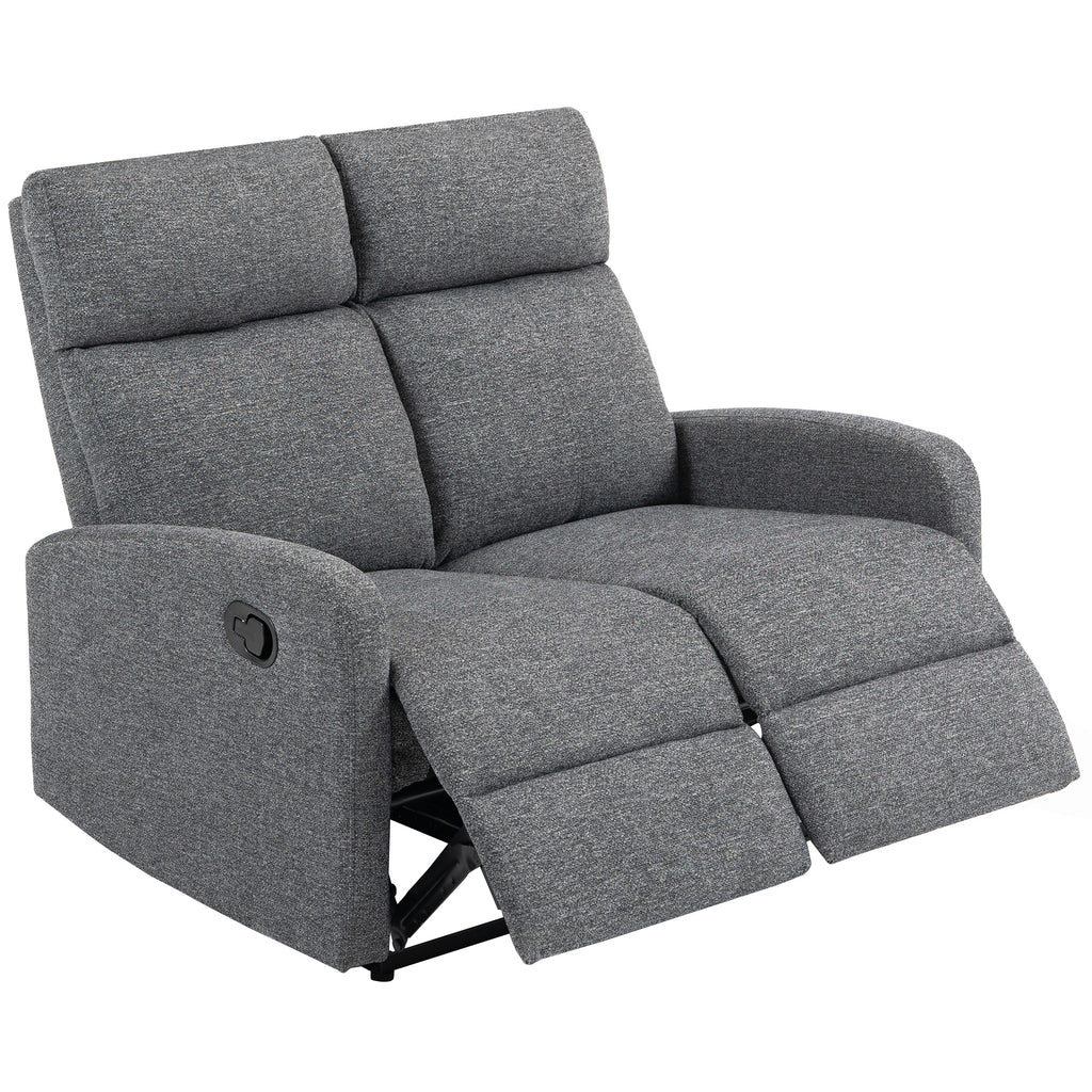 HOMCOM 2-Sitzer-Sofa, individuell verstellbare Rückenlehnen, Fußstütze, Stoffbezug, Stahl, Grau