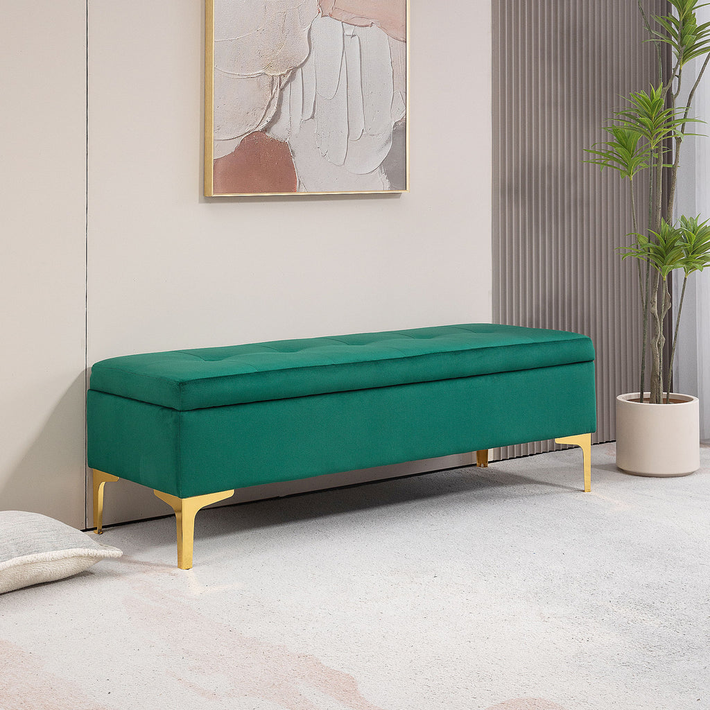 HOMCOM Sitzbank mit Stauraum, belastbar bis 120kg, 120x44x44,5cm, Grün