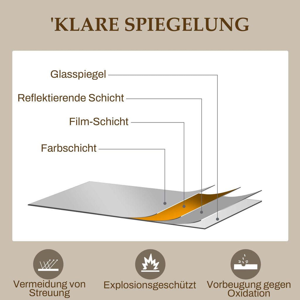 HOMCOM Wandspiegel, Fenster-Design, Flurspiegel, Metallrahmen, 110 x 65 cm, Gold