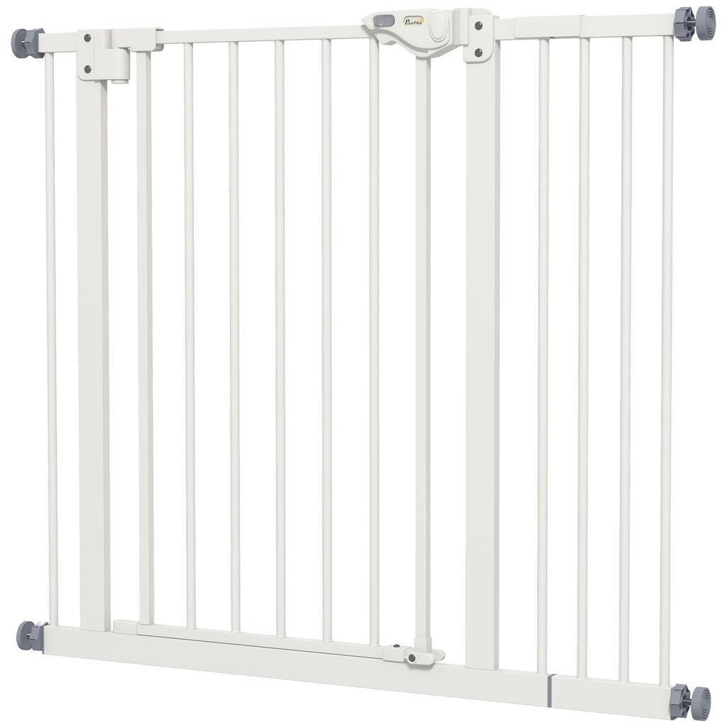 PawHut Türschutzgitter für Hunde, Absperrgitter, Schutzgitter für Haustiere, Metall, Kunststoff, ,74-80/87-94 cm, Weiß