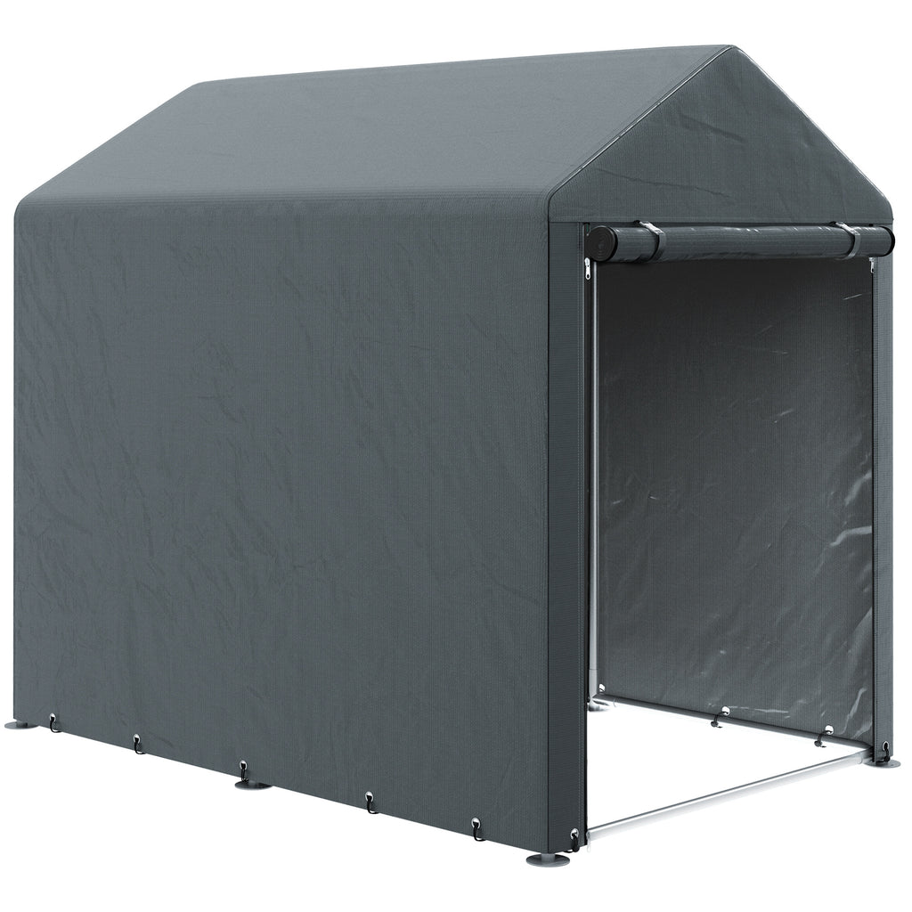 Outsunny Gartenschuppen, Lagerzelt, robust & wetterfest, Stahlrahmen, 1,2x1,8x1,6m, Dunkelgrau