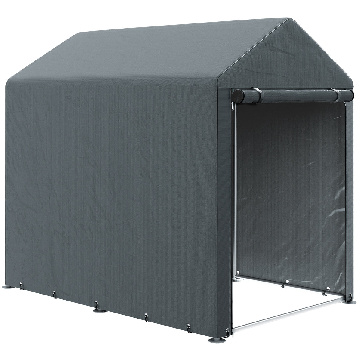 Outsunny Gartenschuppen, Lagerzelt, robust & wetterfest, Stahlrahmen, 1,2x1,8x1,6m, Dunkelgrau