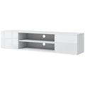 HOMCOM Wandmontiertes TV-Möbel im zeitgenössischen Stil 2 Schränke 2 zentrale Fächer und 2 Kabeldurchführungen 140 x 30 x 30 cm weiß