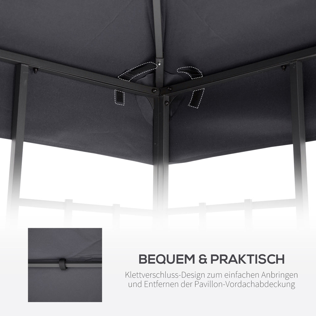 Outsunny Ersatzdach für Pavillon 3x3m wasserabweisend Pavillondach für Metallpavillon Pavillon Ersatzdach Gartenpavillon Partyzelt Gartenzelt Polyester Dunkelgrau